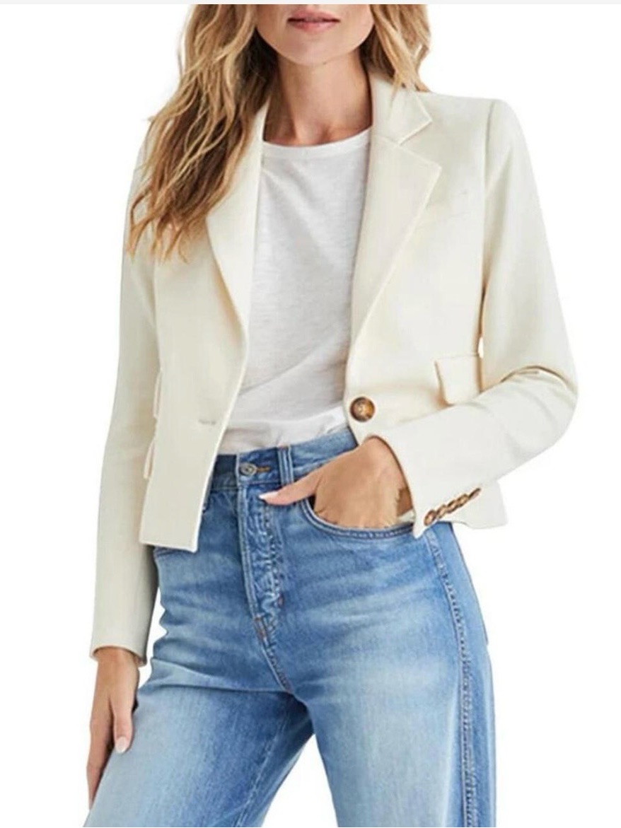 Veronica Beard Ivory Cream Single Button Blazer Jacket Size 12 Nwt Msrp $648